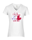 Epic Ladies I Ducking Love You Valentines Duck V-Neck Graphic T-Shirts