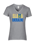 Epic Ladies Slava Ukraini Glory Peace Ukraine V-Neck Graphic T-Shirts