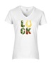 Epic Ladies LUCK Happy Saint Patrick's Day Gold V-Neck Graphic T-Shirts