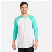 Next Level Unisex Tri-Blend 3/4 Raglan T-Shirt 6051 TAHITI BLUE/HEATHER WHITE Primary