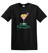 Epic Adult/Youth Dink Responsibly Pickleball Martini Bow Cotton Graphic T-Shirts