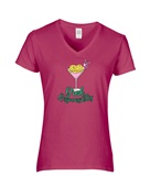 Epic Ladies Dink Responsibly Pickleball Martini Bow V-Neck Graphic T-Shirts