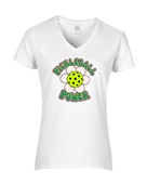 Epic Ladies Pickleball Power Daisy Hippie Retro V-Neck Graphic T-Shirts