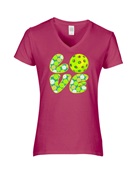 Epic Ladies LOVE Pickleball Dink Paddle Game V-Neck Graphic T-Shirts