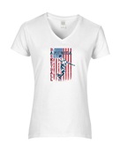 Epic Ladies America Basketball Classic Vintage V-Neck Graphic T-Shirts