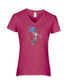 Epic Ladies America Basketball Classic Vintage V-Neck Graphic T-Shirts