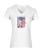 Epic Ladies America Baseball Classic Vintage V-Neck Graphic T-Shirts