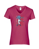 Epic Ladies America Baseball Classic Vintage V-Neck Graphic T-Shirts