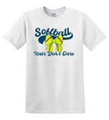 Epic Adult/Youth Softball Hair Don't Care Bow Cotton Graphic T-Shirts