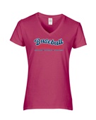 Epic Ladies Baseball Laces Hit Hard Run Fast V-Neck Graphic T-Shirts