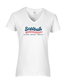 Epic Ladies Softball Laces Hit Hard Run Fast Left V-Neck Graphic T-Shirts