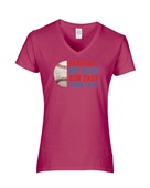 Epic Ladies Baseball Hit Hard Run Fast Turn Left V-Neck Graphic T-Shirts