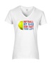 Epic Ladies Softball Hit Hard Run Fast Turn Left V-Neck Graphic T-Shirts