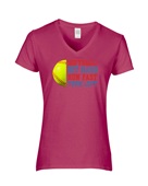 Epic Ladies Softball Hit Hard Run Fast Turn Left V-Neck Graphic T-Shirts