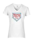 Epic Ladies Home Is Where The Heart Is Baseball V-Neck Graphic T-Shirts