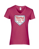 Epic Ladies Home Is Where The Heart Is Baseball V-Neck Graphic T-Shirts