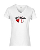 Epic Ladies Baseball Love Heart V-Neck Graphic T-Shirts