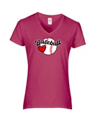 Epic Ladies Baseball Love Heart V-Neck Graphic T-Shirts