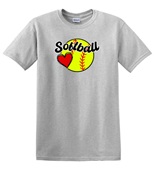 Epic Adult/Youth Softball Love Heart Cotton Graphic T-Shirts