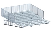 10 Row 21' Bleacher Single Foot Plank with Guard Rail - Enclosed BLCH-1021GR