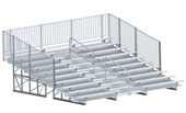10 Row 21' Bleacher Double Foot Plank with Guard Rail & Aisle - Enclosed BLCH-1021ASGR