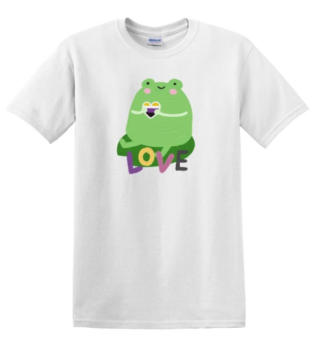 Epic Adult/Youth Pride Love Non Binary Frog Ally lgbtqia Cotton Graphic T-Shirts. Free shipping.  Some exclusions apply.