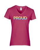 Epic Ladies Pride Proud Love Rainbow LGBTQIA V-Neck Graphic T-Shirts