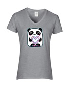 Epic Ladies Pride Trans Panda Love Rainbow LGBTQIA V-Neck Graphic T-Shirts