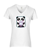 Epic Ladies Pride Trans Panda Love Rainbow LGBTQIA V-Neck Graphic T-Shirts