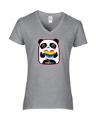 Epic Ladies Pride Panda Love Rainbow LGBTQIA V-Neck Graphic T-Shirts