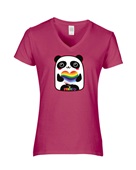 Epic Ladies Pride Panda Love Rainbow LGBTQIA V-Neck Graphic T-Shirts