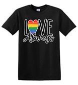 Epic Adult/Youth Pride Love Always Rainbow LGBTQIA Cotton Graphic T-Shirts