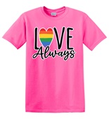 Epic Adult/Youth Pride Love Always Rainbow LGBTQIA Cotton Graphic T-Shirts