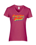 Epic Ladies Pride Peace Love Big Rainbow LGBTQIA V-Neck Graphic T-Shirts