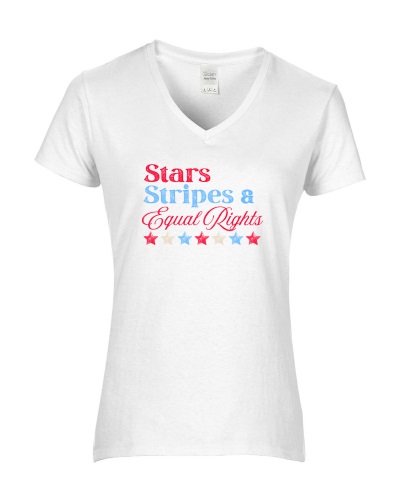 Epic Ladies Stars Stripes & Equal Rights 4th July V-Neck Graphic T-Shirts. Free shipping.  Some exclusions apply.