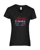 Epic Ladies Liberty & Justice For All 4th of July V-Neck Graphic T-Shirts