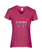 Epic Ladies Liberty & Justice For All 4th of July V-Neck Graphic T-Shirts
