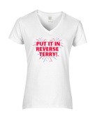Epic Ladies Put It In Reverse Terry Fireworks V-Neck Graphic T-Shirts