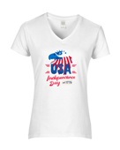 Epic Ladies USA Independence Day Eagle 4th of July V-Neck Graphic T-Shirts