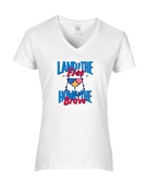 Epic Ladies Land of Free Home of Brave USA Eagle V-Neck Graphic T-Shirts