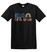 Epic Adult/Youth Hello Fifth Grade Back to School Cotton Graphic T-Shirts