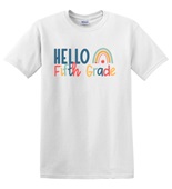 Epic Adult/Youth Hello Fifth Grade Back to School Cotton Graphic T-Shirts