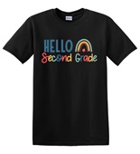 Epic Adult/Youth Hello Second Grade Back to School Cotton Graphic T-Shirts