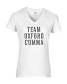 Epic Ladies Team Oxford Comma English Grammar V-Neck Graphic T-Shirts