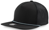Zapped Marine R+ 5-Panel Medium Profile Rope Brim Snapback Hat BLACK-LIGHT BLUE CHAINLINK ROPE Primary
