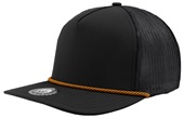 Zapped Marine R+ 5-Panel Medium Profile Rope Brim Snapback Hat BLACK-ORANGE CHAINLINK ROPE Primary