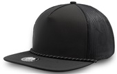 Zapped Marine R+ 5-Panel Medium Profile Rope Brim Snapback Hat BLACK-TWISTED BLACK WHITE ROPE Primary