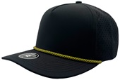 Zapped BlackHawk R+ 5-Panel Medium Profile Rope Brim Snapback Hat BLACK/YELLOW CHAINLINK ROPE Primary
