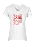 Epic Ladies Game Day Baseball Red V-Neck Graphic T-Shirts
