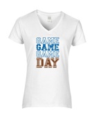 Epic Ladies Game Day Football Blue V-Neck Graphic T-Shirts